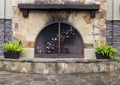 Decorative fireplace in Watters Creek at Montgomery Farms, in the City of Allen, Texas.