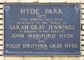 Dedication plaque for Hyde Park, Fort Worth`s First Park in 1873. Royalty Free Stock Photo