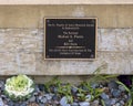 Dedication plaque for the St. Francis of Assisi Memorial Garden at the Cathedral of Hope Church in Dallas, Texas. Royalty Free Stock Photo