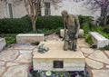 Statue of St. Francis and a lamb in the St. Francis of Assisi Memorial Garden at the Cathedral of Hope Church in Dallas, Texas.