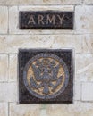 Department of the Army engraved granite medallion, Veteran`s Memorial Park.