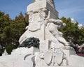 Detail on the base of the Monument to the Fallen Victims of the Great War by Maxiano Alves in Lisbon, Portugal. Royalty Free Stock Photo