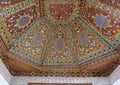 Cedar wood painted ceiling in the hall between the Small Riad & Small Courtyard of the Bahia Palace in Marrakesh, Morocco.