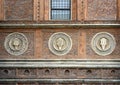 Details on the exterior of The Church and Convent of Santa Maria delle Grazie, the home of Leonardo`s Last Supper, Milan, Italy. Royalty Free Stock Photo