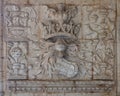 Detailed reliefs in the cloister courtyard of the Jeronimos Monastery in Lisbon, Portugal. Royalty Free Stock Photo