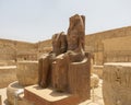 Statue of Ramesses and Maat, Hypostyle Hall past the second court of the Mortuary Temple of Ramesses III in Medina Habu. Royalty Free Stock Photo