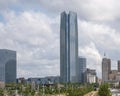 Devon Energy Center and First National Center with its spire in downtown Oklahoma City.