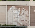 Distinctive wall mural featuring a roller coaster along Interstate 30 in Arlington, Texas.