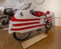 Ducati Trialbero Desmo 125cc on display in the Haas Moto Museum and Sculpture Gallery in Dallas, Texas. Royalty Free Stock Photo