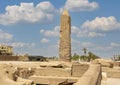 Sety II Obelisk on the South side of the entrance to the Avenue of Sphinxes leading to the first pylon of the Karnak Temple. Royalty Free Stock Photo