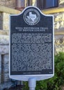 Edna Westbrook Trigg Texas Historical Commission marker at the Denton Count Courthouse on the Square in downtown Denton, Texas. Royalty Free Stock Photo