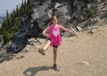 Eleven year-old Caucasian girl posing in Mount Rainier National Park, Washington