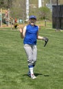 Enthusiastic Softball player with arms up