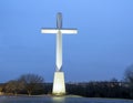 Enormous Christian cross in the parking lot of the LifeChurch in Edmond, Oklahoma. Royalty Free Stock Photo