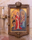 The first of the Fourteen Stations of the Cross inside Christ the King Church in Dallas, Texas. Royalty Free Stock Photo