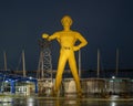 76-foot statue known as the `Golden Driller` outside the Tulsa Expo Center in Tulsa, Oklahoma.