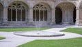 Fountain in the cloister courtyard of the Jeronimos Monastery in Lisbon, Portugal. Royalty Free Stock Photo