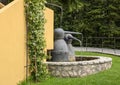 Fountain from old devices for manufacturing perfume, Fragonard Parfumeur, Grasse, France