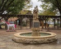 `Walking to Texas` by sculptor Michael Cunnigham in the historic district of Grapevine, Texas. Royalty Free Stock Photo