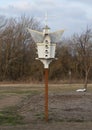 Four-sided birdhouse at the Wylie Municipal Center in the City of Wylie, Texas.