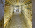 Fresco decorated passageway leading to shrine with remains statues Menna and Henut-Tawy in Theban Tomb No. 69.