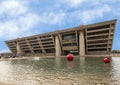 Dallas City Hall with front fountain and sculpture Royalty Free Stock Photo