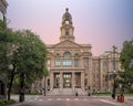 Front view of the historic 1895 Tarrant County Courthouse in downtown Forth Worth, Texas. Royalty Free Stock Photo