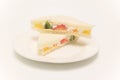 Fruit sandwichs on the white plate Royalty Free Stock Photo
