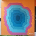 Colorful abstract mural by Eric Mancini in the West Village in Uptown in Dallas, Texas.