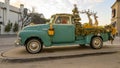 1953 GMC pickup truck with rare hydramatic transmission fully decorated for Christmas on display in Dallas, Texas