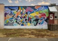 Graffiti style mural by Gabriel Arturo Rojas for the Habit Mural Festival in Tulsa, Oklahoma. Royalty Free Stock Photo