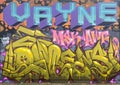 Graffiti style mural on an outside wall of Deep Ellum Storage for the 2023 Trigger Fingers event in Deep Ellum, Texas. Royalty Free Stock Photo