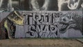 Graffiti style street art mural near the Fabrication Yard in Trinity Groves in Dallas, Texas.