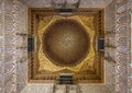 The great domed ceiling of the Hall of the Ambassadors in the Real Alcazar in Seville, Andalusia, Spain.