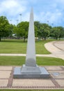 Granite obelisk memorial honoring all Veterans in Vandergriff Park in the City of Arlington, Texas.