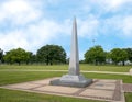 Granite obelisk memorial honoring all Veterans in Vandergriff Park in the City of Arlington, Texas. Royalty Free Stock Photo