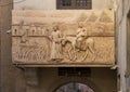 Holy Family relief by Bahgat Fayek outside the Cavern Church known as Abu Serga in Coptic Christian Cairo, Egypt.