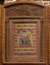 Icon painting of Saint Demiana the Forty Virgins inside the Cavern Church known as Abu Serga in Coptic Christian Cairo, Egypt.