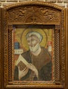 Icon painting of Saint Matthew the Apostle inside the Cavern Church known as Abu Serga in Coptic Christian Cairo, Egypt. Royalty Free Stock Photo