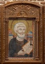 Icon painting of Saint Peter the Apostle inside the Cavern Church known as Abu Serga in Coptic Christian Cairo, Egypt. Royalty Free Stock Photo