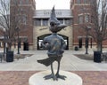 \'Billy Blue Jay\' statue in front of the Michael G. Morrison, S.J. Stadium on the campus of Creighton University.