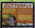 Information display for `Monarch Butterfly` by Sean Kenney in the Fort Worth Botanic Garden, Texas.