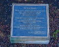 Information plaque for `The Great Mystery` by Anita Pauwels, public art in Frisco, Texas. Royalty Free Stock Photo