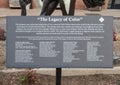 Information plaque for `The Legacy of Color` by Marrita Black on Mule Alley in the Forth Worth Stockyards, Texas.