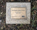 Information plaque for `Military Surveyor` by Anita Pauwels, public art in Frisco, Texas. Royalty Free Stock Photo