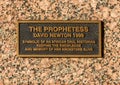 Information plaque for`The Prophetess` by David Newton at the entrance to the Freedman`s Cemetery Memorial in Dallas, Texas Royalty Free Stock Photo