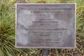 Information plaque for bronze statue of Benito Juarez in the Benito Juarez Parque de Heroes, a Dallas City Park in Dallas, Texas