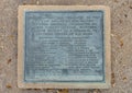 Information plaque for Memorial fountain in the center of Turtle Creek in Dallas, Texas.