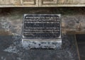 Information plaque for marble Turtle sculpture with stele on back, Thien Mu Pagoda, Hue, Vietnam