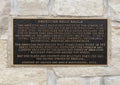 Information plaque for a pair of bald eagle sculptures flanking the entrance to the Veteran`s Memorial Park, Ennis, Texas Royalty Free Stock Photo